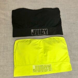 Juicy Couture Neon Yellow and Black Bandeau Bralette Size Large